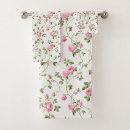 Blumenrosa Hütte Gartenmuster Badhandtuch Set