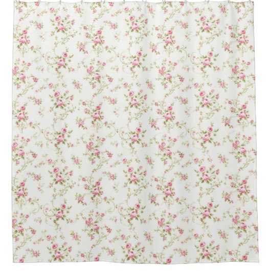Blumenrosa Hütte Gartenmuster Duschvorhang (Vorderseite)