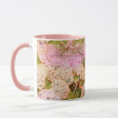 Blumenrosa-Hydrangea-Monogramm-Namensschrift Tasse (Links)