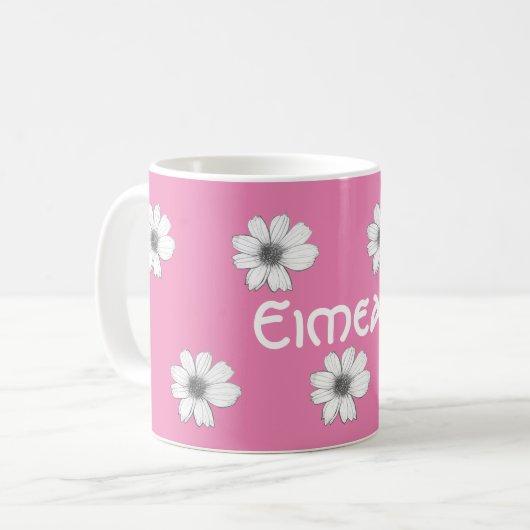 Blumenrosa Individuelle Name Kaffeetasse (Vorderseite Links)