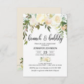 Blumenrosa Ivory Brunch & Bubbly Brautparty Einladung (Vorne/Hinten)