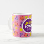 Blumenrosa Jesus Lieben Sie Kaffee Tasse (Vorderseite Links)