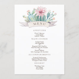 Blumenrosa Kaktus & Sukkulent. Botanische Hochzeit Menükarte