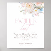 Blumenrosa Kinderdusche Schnuller Jagd Poster (Vorne)