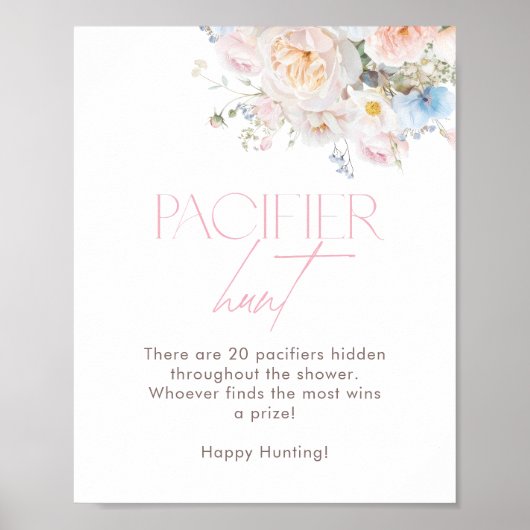 Blumenrosa Kinderdusche Schnuller Jagd Poster (Vorne)