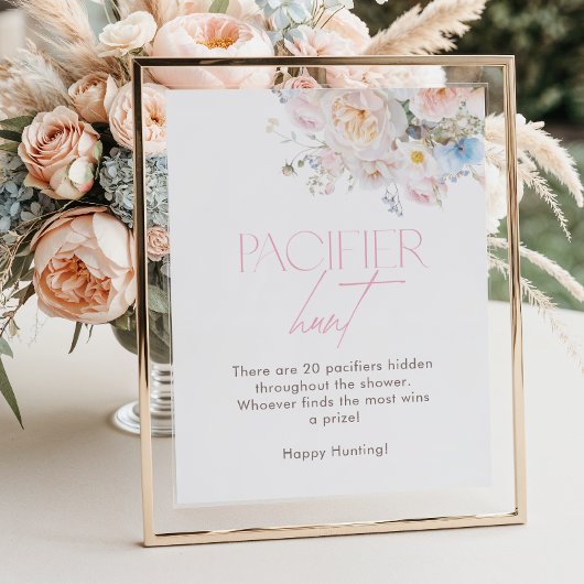 Blumenrosa Kinderdusche Schnuller Jagd Poster