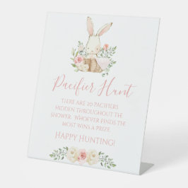 Blumenrosa Kinderdusche Schnuller Jagdspiel Sockelschild