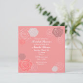 Blumenrosa Korallendusche Einladungen (Stehend Vorderseite)