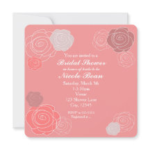 Blumenrosa Korallendusche Einladungen