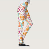 Blumenrosa Korallengrün Pflaume Blau Art Deco Must Leggings (Rechts)