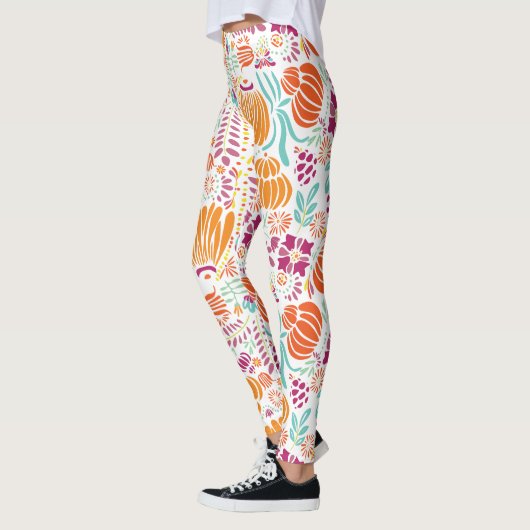 Blumenrosa Korallengrün Pflaume Blau Art Deco Must Leggings (Links)