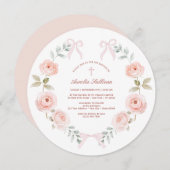 Blumenrosa-Krautaufe Einladung (Vorne/Hinten)