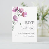 Blumenrosa lila Aquarellbinde Hochzeit RSVP Karte (Stehend Vorderseite)