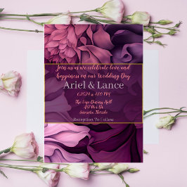 Blumenrosa Lila botanische Hochzeitseinladung Einladung