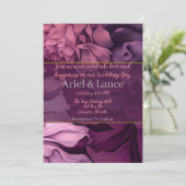 Blumenrosa Lila botanische Hochzeitseinladung Einladung (Stehend Vorderseite)