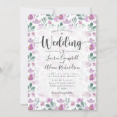 Blumenrosa Lila Hochzeitsfeier Einladung (Vorderseite)
