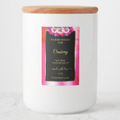 Blumenrosa-Marmormuster Schwarzes Produktlabel Lebensmitteletikett (Vorderseite)