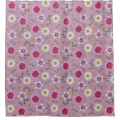 Blumenrosa Moderne Dianthus & Daisy Hand Gezeichne Duschvorhang (Vorderseite)