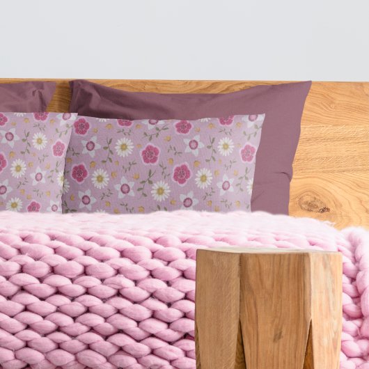 Blumenrosa Moderne Dianthus & Daisy Hand Gezeichne Kissenbezug