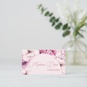 Blumenrosa Modernes Elegantes Feminine QR Code Gol Visitenkarte (Stehend Vorderseite)