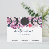 Blumenrosa Mond Phase Wicca Handfastings RSVP Karte (Stehend Vorderseite)