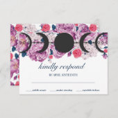 Blumenrosa Mond Phase Wicca Handfastings RSVP Karte (Vorne/Hinten)