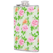 Blumenrosa-Muster-2367 Flachmann (Links)