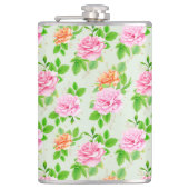 Blumenrosa-Muster-2367 Flachmann (Vorderseite)