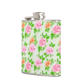 Blumenrosa-Muster-2367 Flachmann (Links)