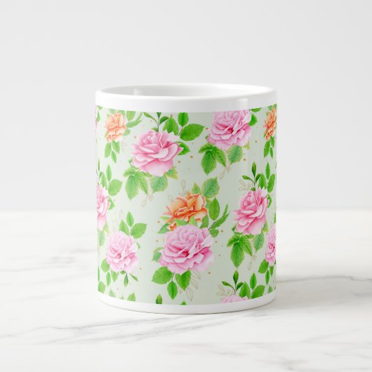 Blumenrosa-Muster-2367 Jumbo-Tasse (Vorderseite)