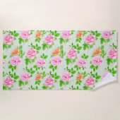 Blumenrosa-Muster-2367 Strandtuch (Vorderseite)