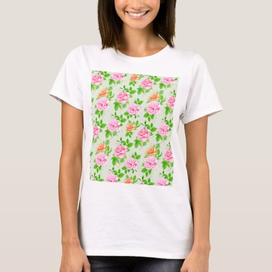 Blumenrosa-Muster-2367 T-Shirt (Vorderseite)