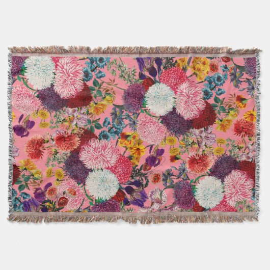 Blumenrosa Muster Decke (Vorderseite)
