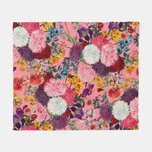 Blumenrosa Muster Fleecedecke (Vorderseite (Horizontal))