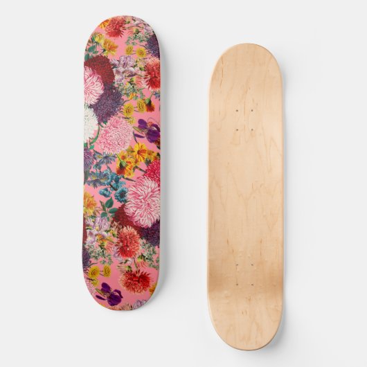 Blumenrosa Muster Skateboard (Vorderseite)