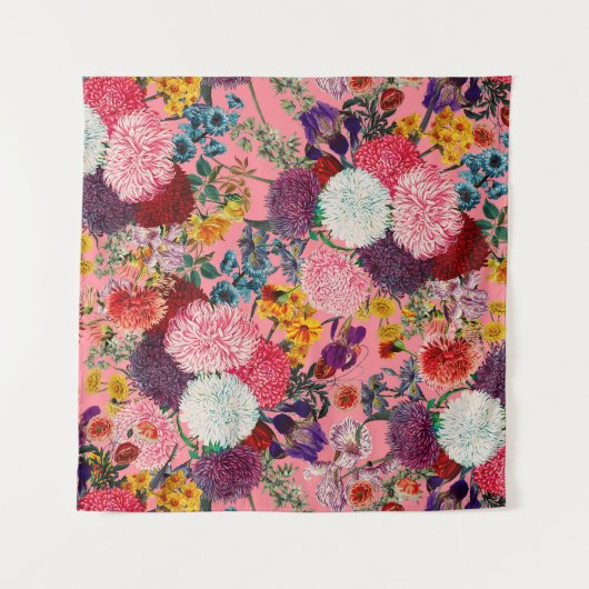 Blumenrosa Muster Wandteppich (Vorderseite)