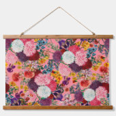 Blumenrosa Muster Wandteppich Mit Holzrahmen (Vorne)