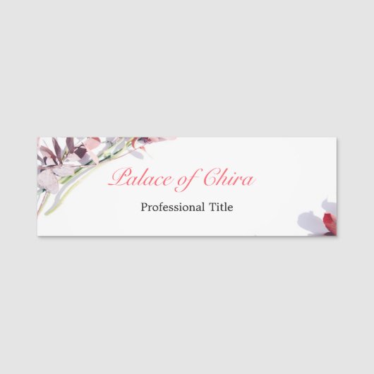 Blumenrosa Namensschild (Vorderseite)