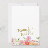 Blumenrosa Orange Brunch Bubbly Brautparty Einladung (Rückseite)