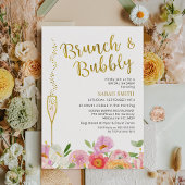 Blumenrosa Orange Brunch Bubbly Brautparty Einladung