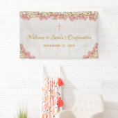 Blumenrosa Orchideen Gold Girl Bestätigung willkom Banner (Insitu)