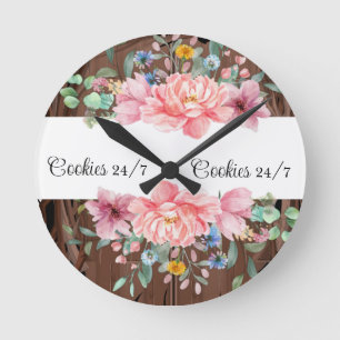 Blumenrosa Pastell Blumen Uhr