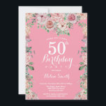 Blumenrosa Peonies 50. Geburtstagsfeier Einladung<br><div class="desc">Blumenrosa Peonies 50. Geburtstag Einladung für Frauen. Aquarellfarbene Blume Elegante rosa Rose und Peony Blume. Erwachsener zum Geburtstag. Rosa Hintergrund. 13. 15. 16. 18. 20. 21. 30. 40. 50. 60. 70. 80. 90. 100. Jedes Alter. Für weitere Anpassungen klicken Sie bitte auf die Schaltfläche "Anpassen" und verwenden Sie unser Designwerkzeug,...</div>