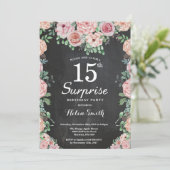 Blumenrosa Peonies Überraschung am 15. Geburtstag Einladung (Stehend Vorderseite)