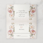 Blumenrosa Peony Eleganter Frühling Hochzeit Empfa Platzkarte (Außenseite Aufgefaltet)