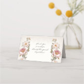 Blumenrosa Peony Eleganter Frühling Hochzeit Empfa Platzkarte (Rückseite)