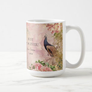 Blumenrosa Pfau Tag der Mütter der besten Mama Kaffeetasse