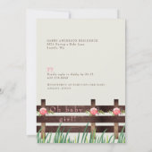 Blumenrosa Pony & Cow Babydusche Einladung (Rückseite)