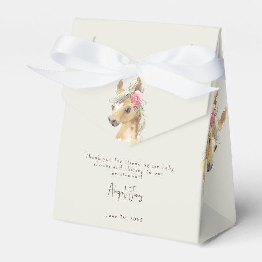 Blumenrosa Pony & Cow Babydusche Geschenkschachtel (Vorderseite)