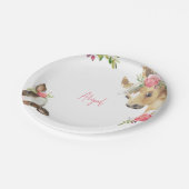 Blumenrosa Pony & Cow Babydusche Weiß Pappteller (Schrägansicht)